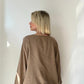 Koyu Bej, %100 Pamuk, Beli İp Ayarlı Bluz