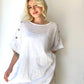 Kırık Beyaz, %100 Pamuk, Kolu Düğme Detaylı Bluz