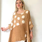 Camel, Puantiyeli, Oversize Keten Bluz