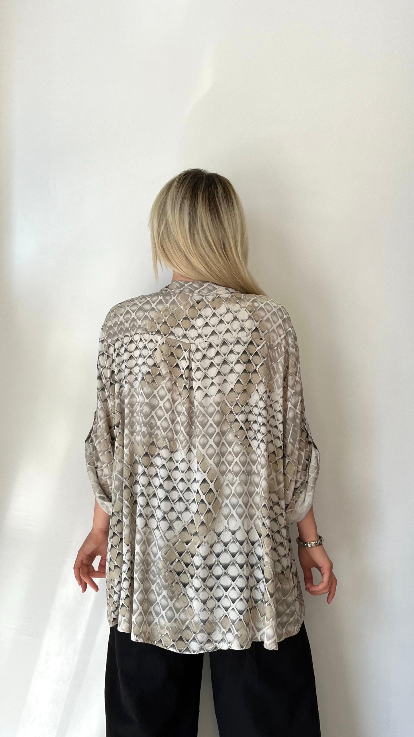 Bej, %100 Viskon, Karışık Şekilli, Payetli Gömlek