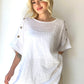 Kırık Beyaz, %100 Pamuk, Kolu Düğme Detaylı Bluz