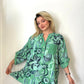 Yeşil, %100 Viskon, Çiçek ve Karışık Şekilli, Payetli Gömlek