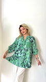 Yeşil, %100 Viskon, Çiçek ve Karışık Şekilli, Payetli Gömlek