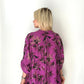 Mor, %100 Viskon, Sakura Çiçekli, Payetli Gömlek