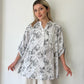 Beyaz, %100 Viskon, Yılan Derisi Desenli Gömlek