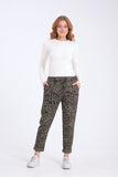 Haki, Leopar Desenli, Beli Lastikli, Cepli, Jogger Pantolon