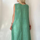 Yeşil, %100 Keten, Düğme Detaylı Elbise, STD Beden, 38-46