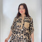 Kapuçino, %100 Viskon, Karışık Leopar Desenli, Payetli Gömlek
