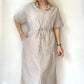 Bej, %100 Pamuk, Beli İp Bağlamalı, Cepli Elbise
