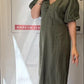 Haki, %100 Keten, V Yaka, İtalyan Elbise / STD Beden-38/46