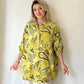 Sarı, %100 Viskon, Şal Desenli Gömlek