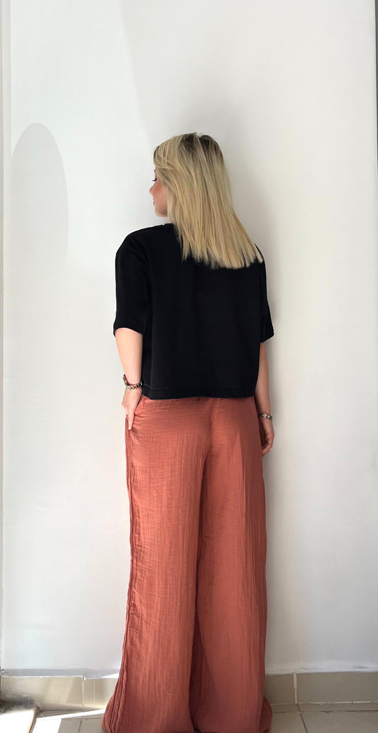 Kiremit, Beli Lastikli, Cepli, Müslin Pantolon