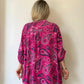 Fuşya Pembe, %100 Viskon, Şal Desenli Gömlek