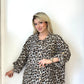 Bej, %100 Keten, Leopar Desenli Gömlek Ceket