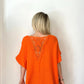 Turuncu, Pamuklu Dantel Bluz