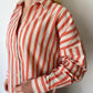 Kırmızı, Çizgili, Oversize Gömlek