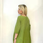 Yeşil, %100 Pamuk, Cepli, V Yaka Elbise