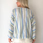 Mavi Yeşil, Çizgili, Gofre Koton Bluz