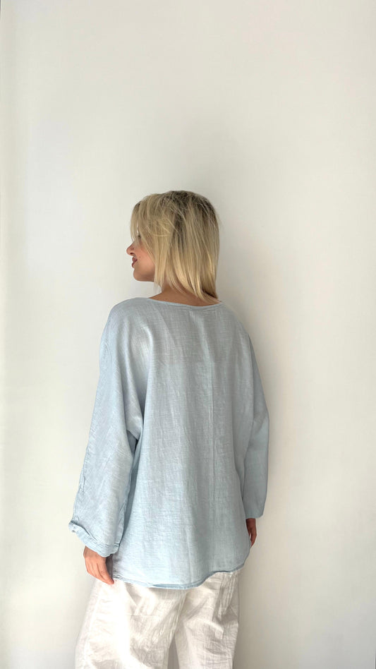 Mavi, %100 Pamuk, Rahat Kesim Bluz