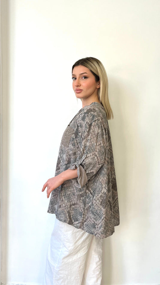 Vizon, %100 Viskon, Yılan Derisi Desenli Gömlek